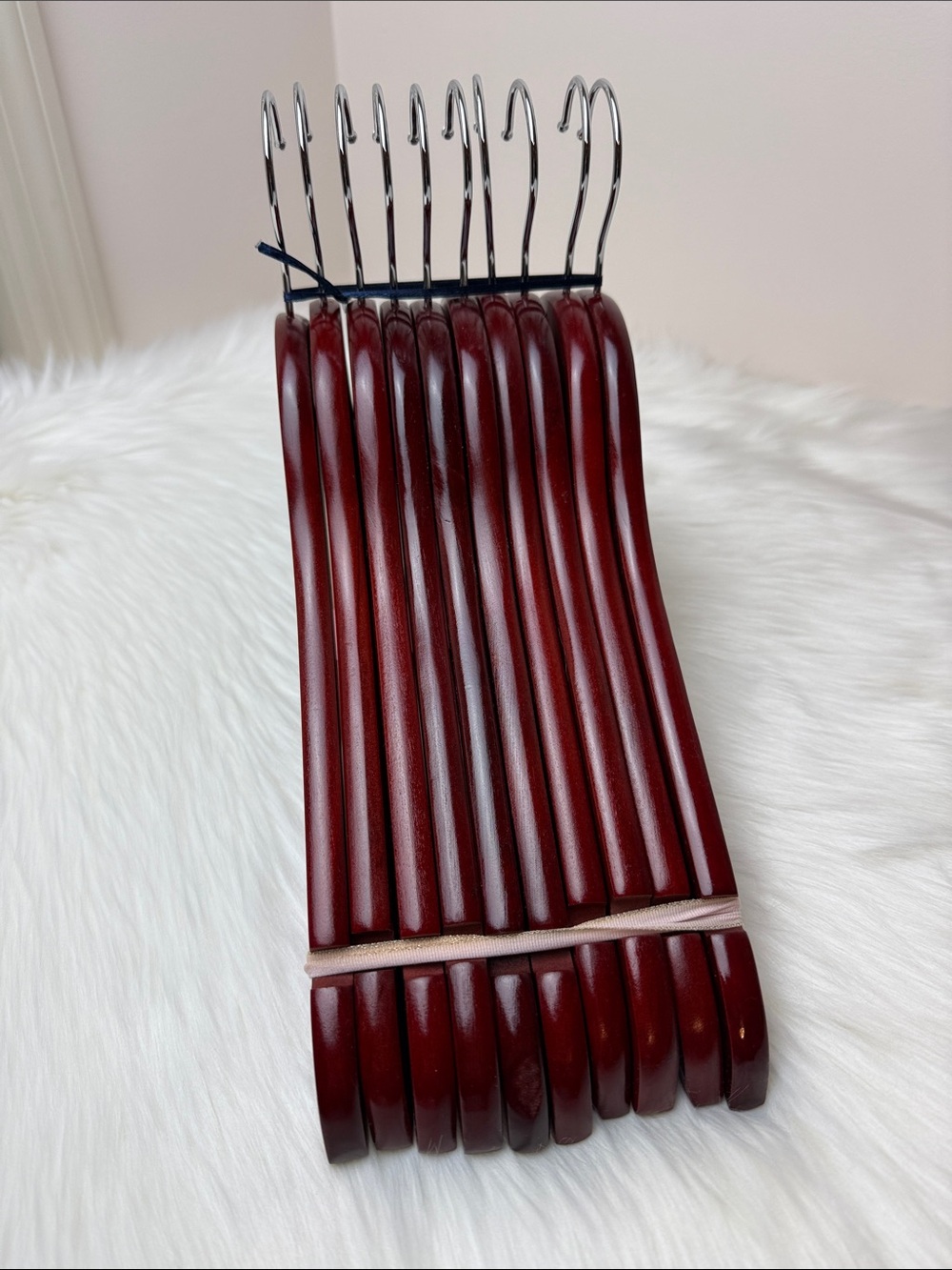 Brookstone Premium Wooden Suit Hangers in Dark Mahogany Cherry - Set of 10 - Picture 2 of 13